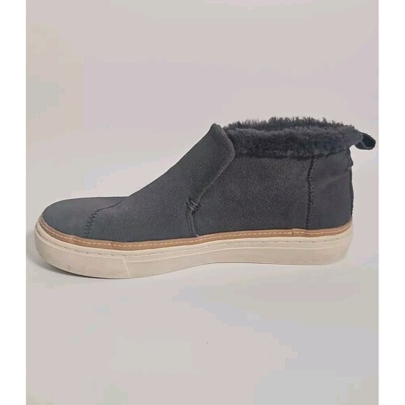 Toms Comfort Shoes Womens Size 6.5W Gray Paxton Suede Faux Fur Lined Slip On - Picture 9 of 12